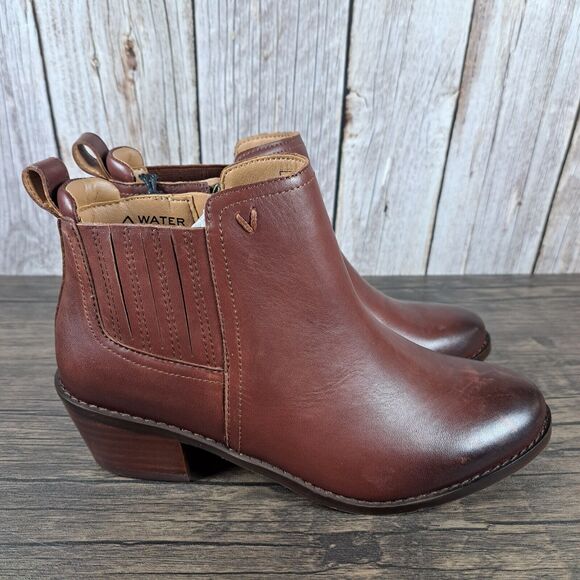 Vionic Joy Bethany Leather Waterproof Side Zip Ankle Bootie Women's Sz 6 Beaver - Picture 3 of 10